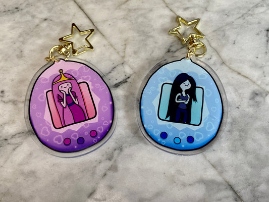 Princess Bubblegum and Marceline Adventure Time Double-Sided Tamagotchi Acrylic Charm Keychain