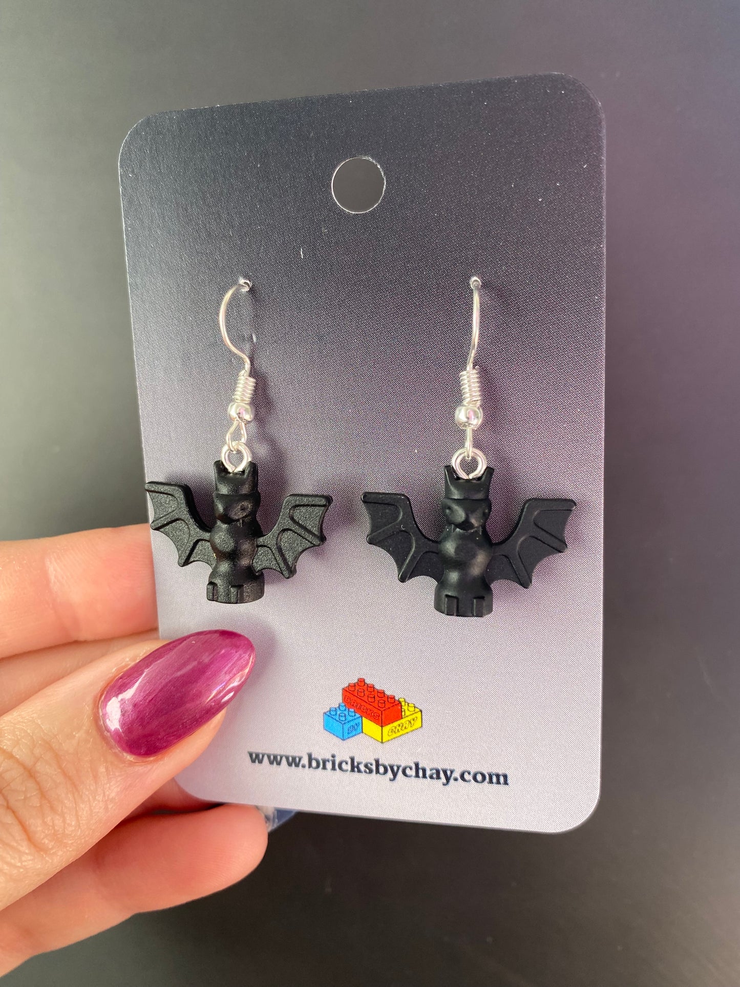 Handmade Brick Bat Drop Earrings