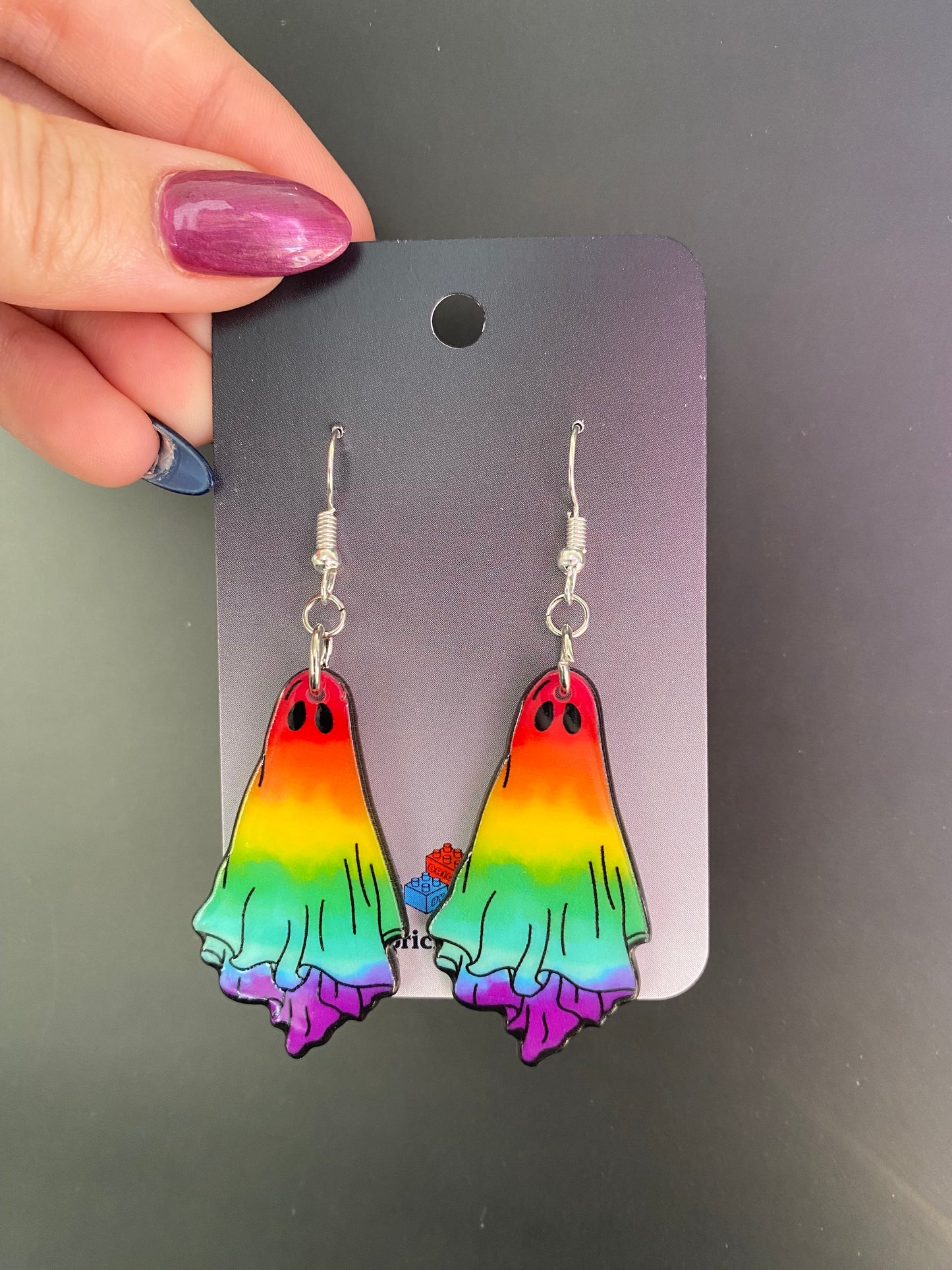 Handmade Rainbow Ghost Drop Earrings