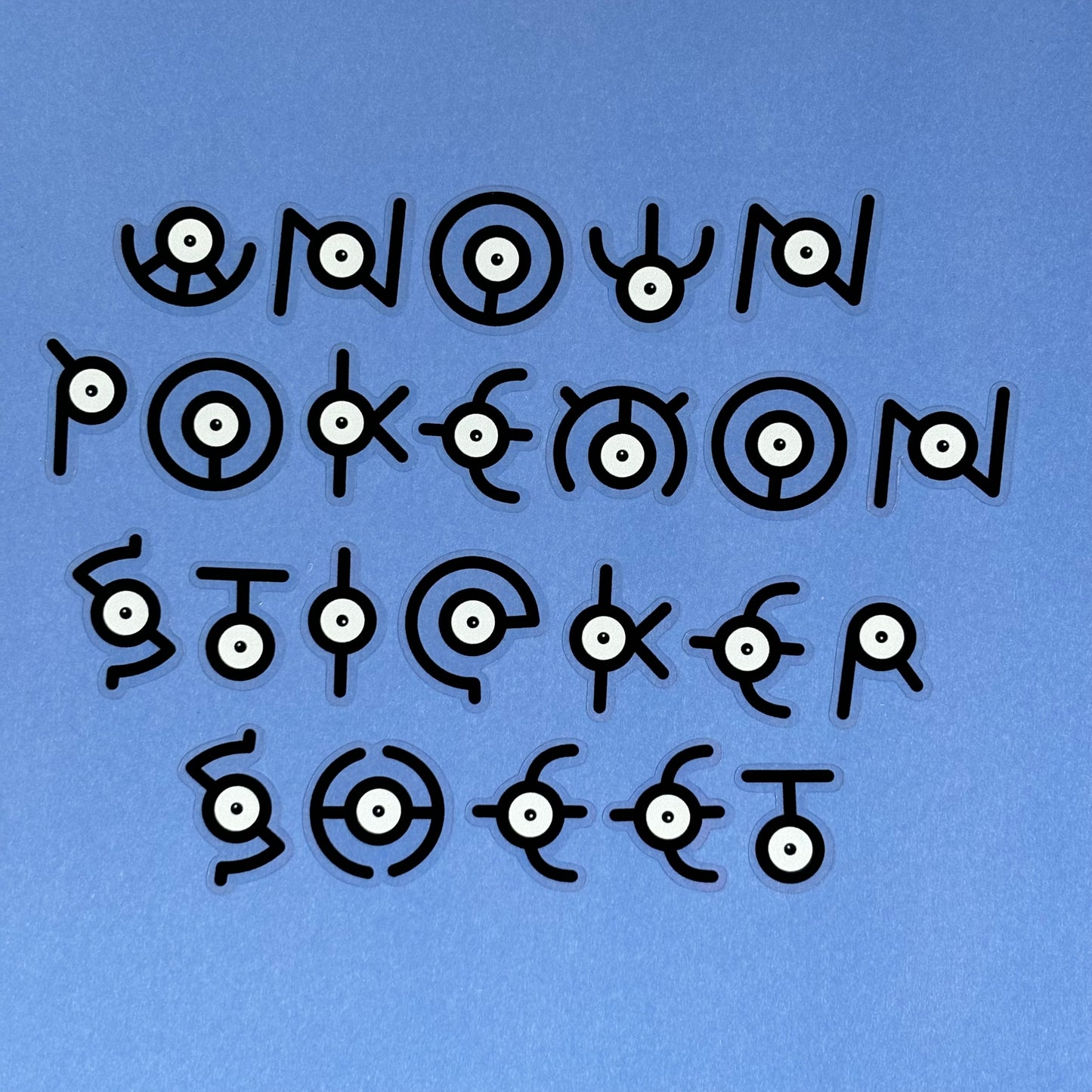 Unown Pokemon Alphabet Sticker Sheet