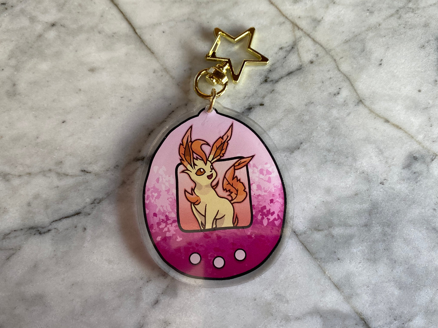 Leafeon Double-Sided Tamagotchi Acrylic Charm Keychain