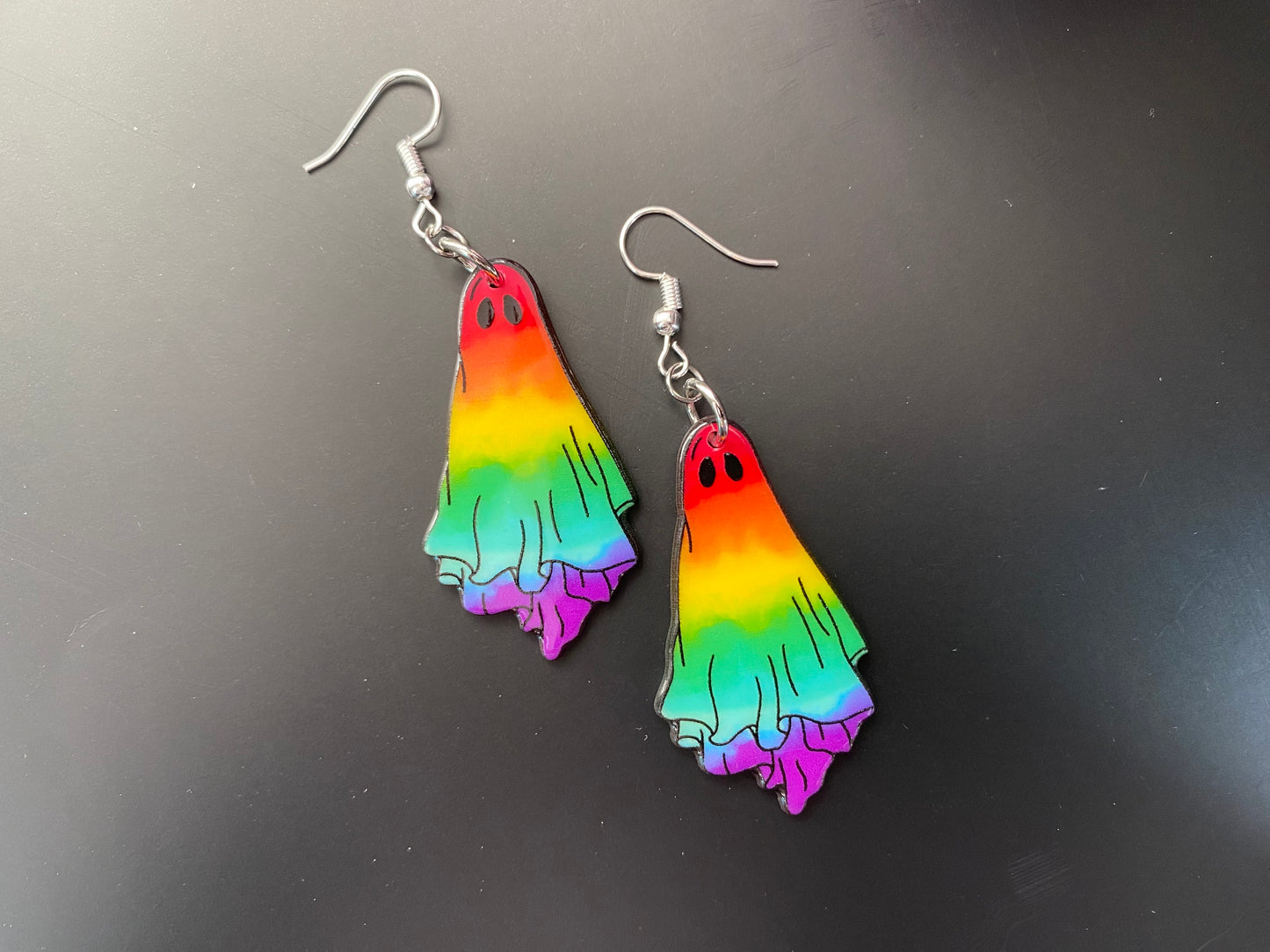 Handmade Rainbow Ghost Drop Earrings