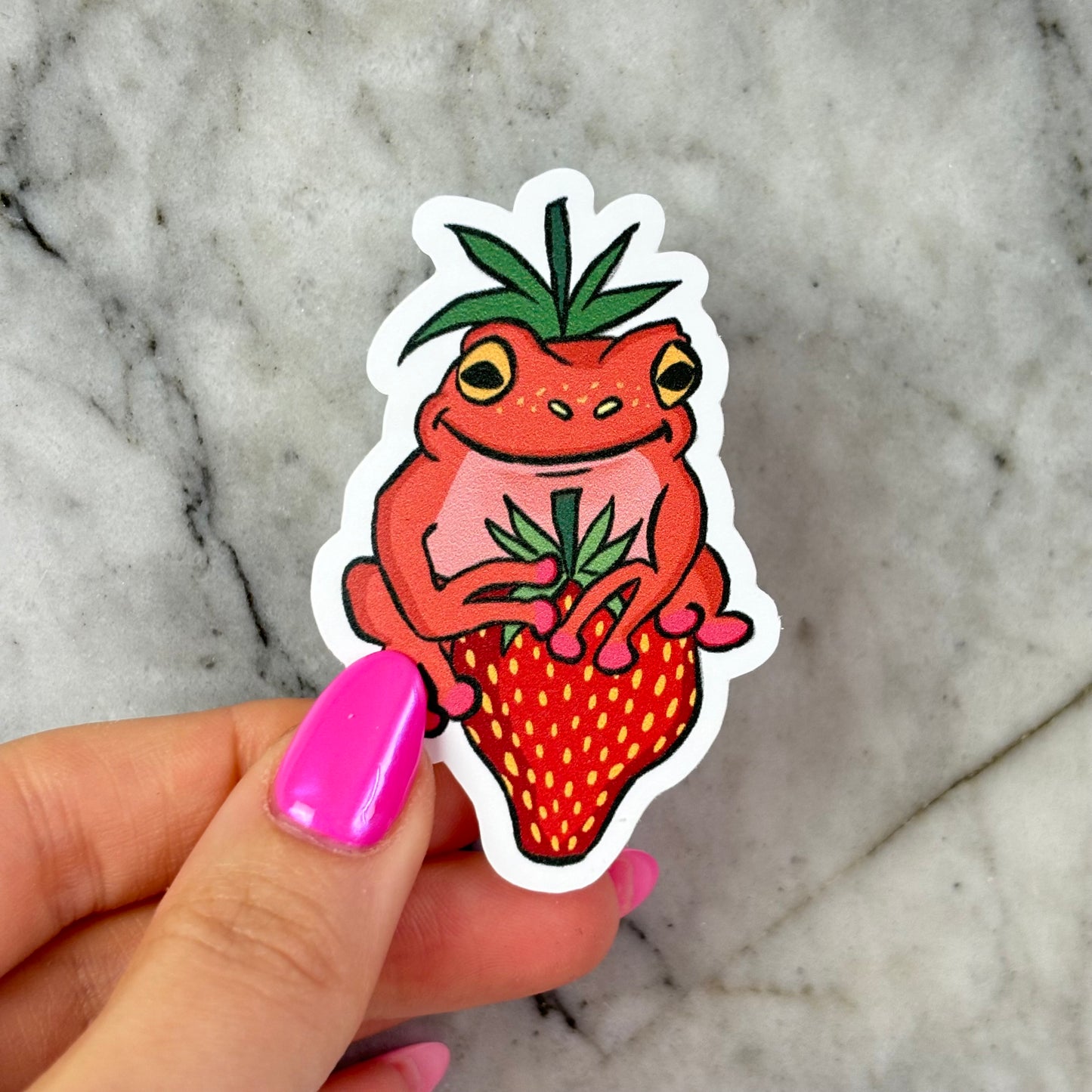 Strawb the Frog Matte Vinyl Sticker