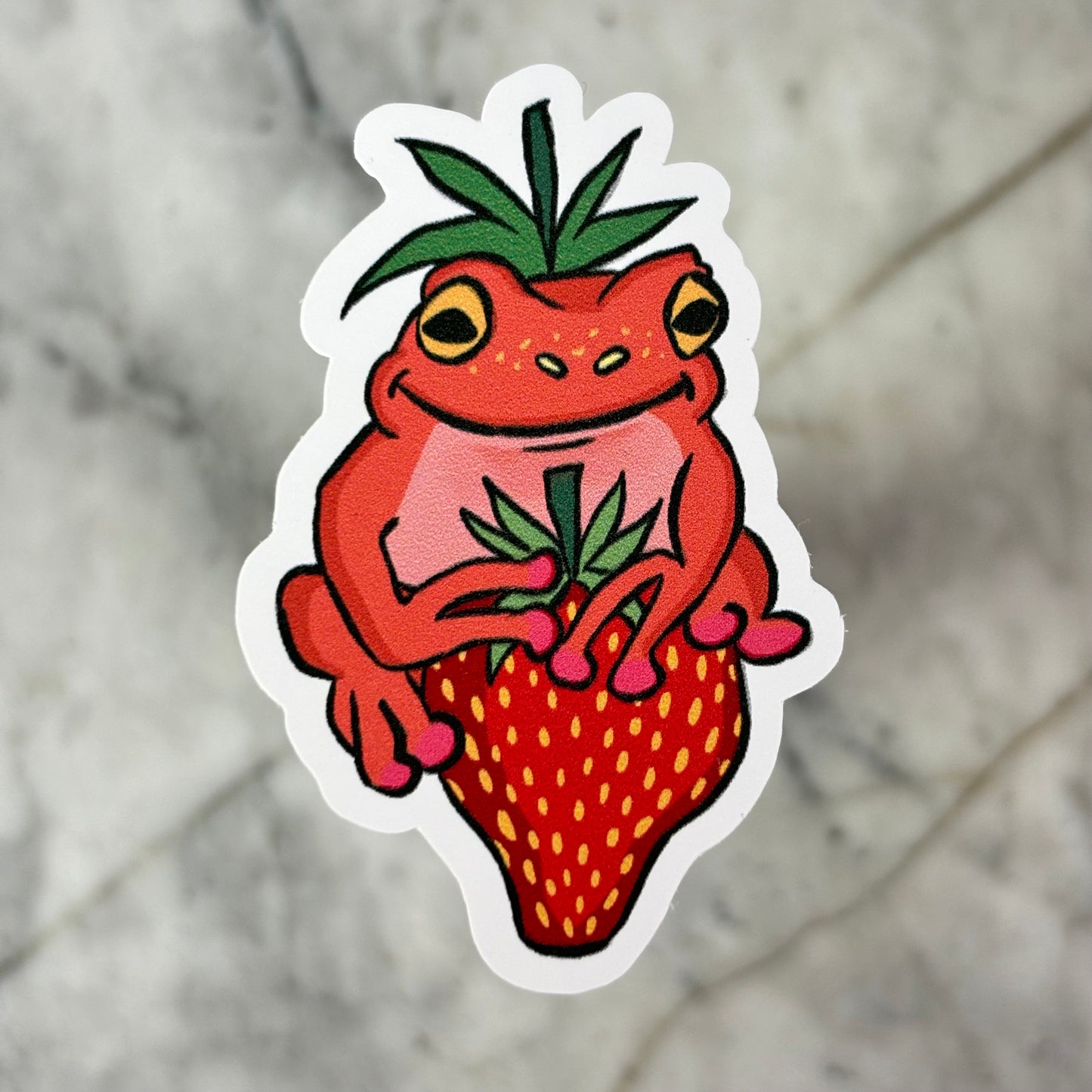 Strawb the Frog Matte Vinyl Sticker