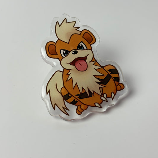 Growlithe Pokémon Acrylic Pin