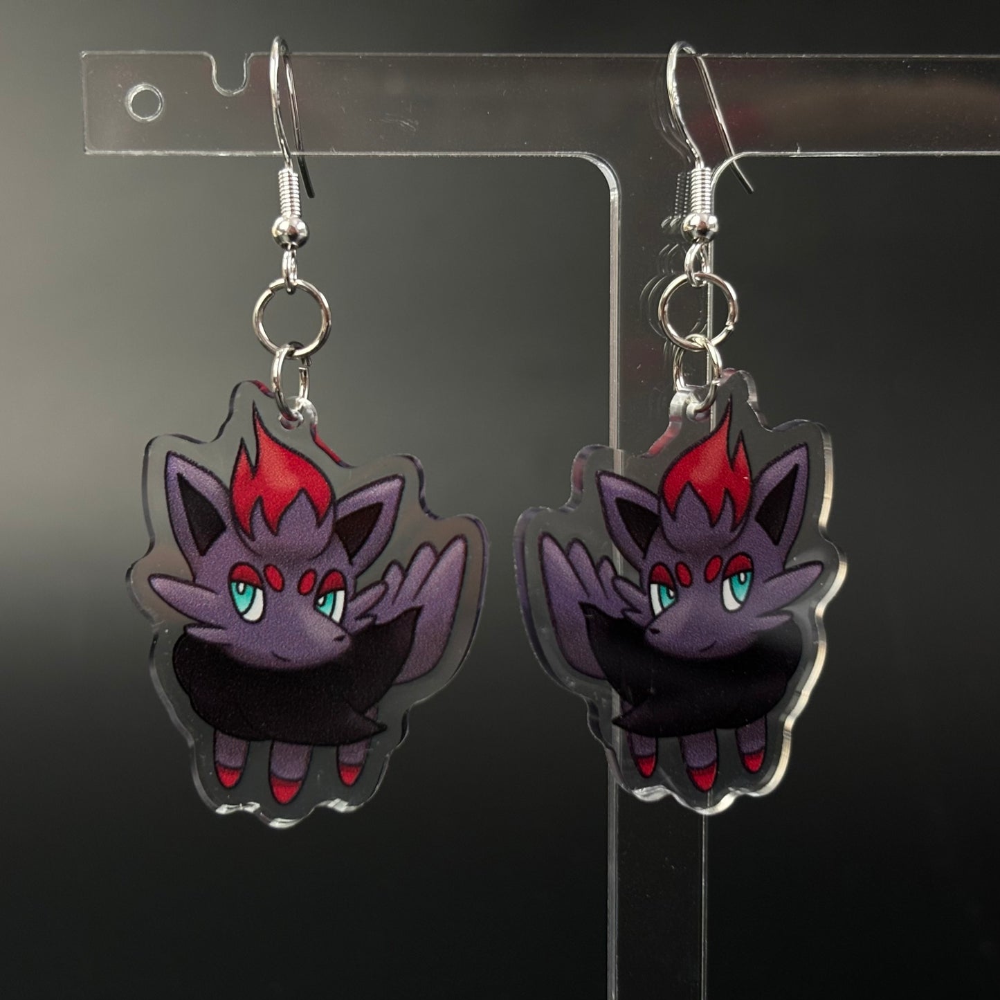 Zorua Pokemon Drop Earrings