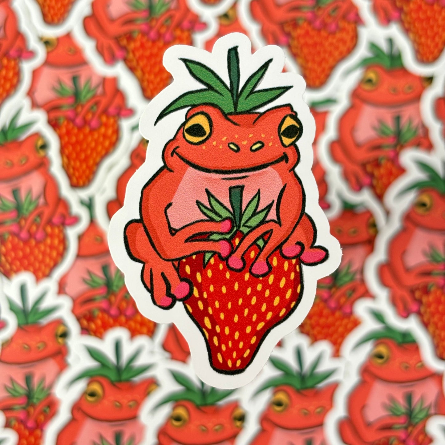 Strawb the Frog Matte Vinyl Sticker