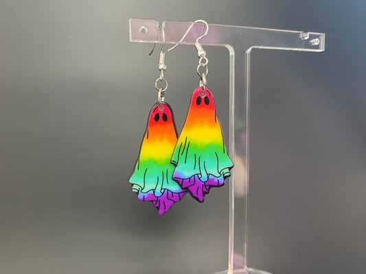 Handmade Rainbow Ghost Drop Earrings