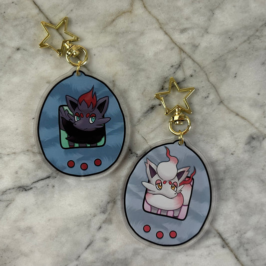 Zorua and Hisuian Double-Sided Tamagotchi Acrylic Charm Keychain