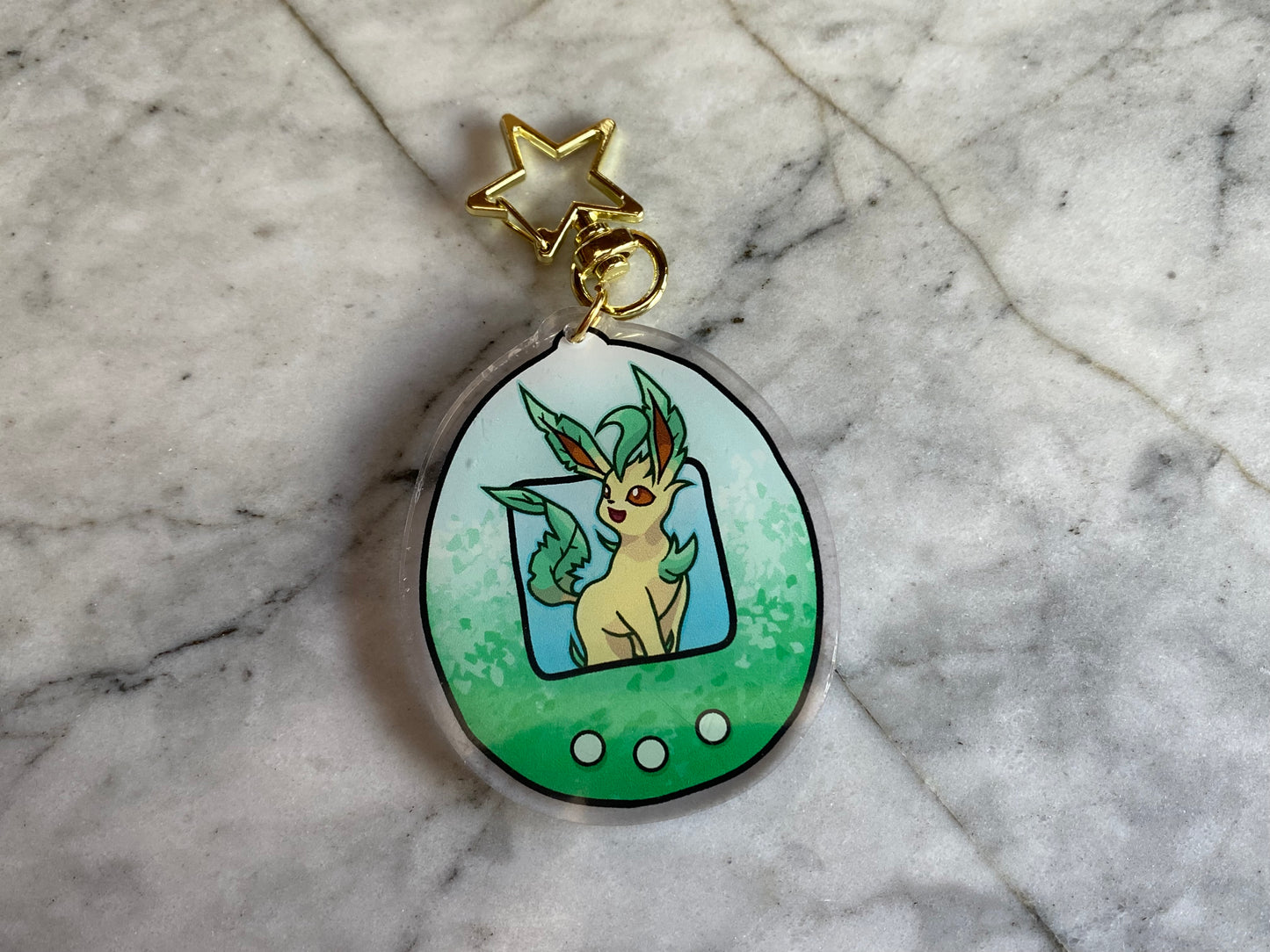 Leafeon Double-Sided Tamagotchi Acrylic Charm Keychain