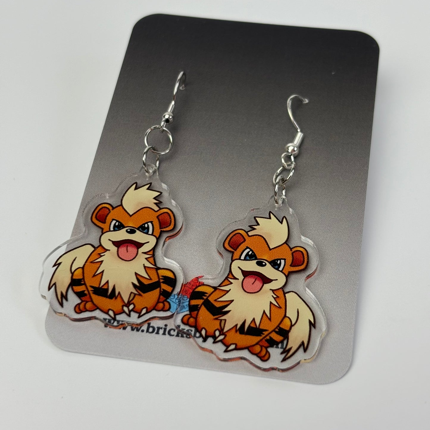 Growlithe Pokemon Drop Earrings