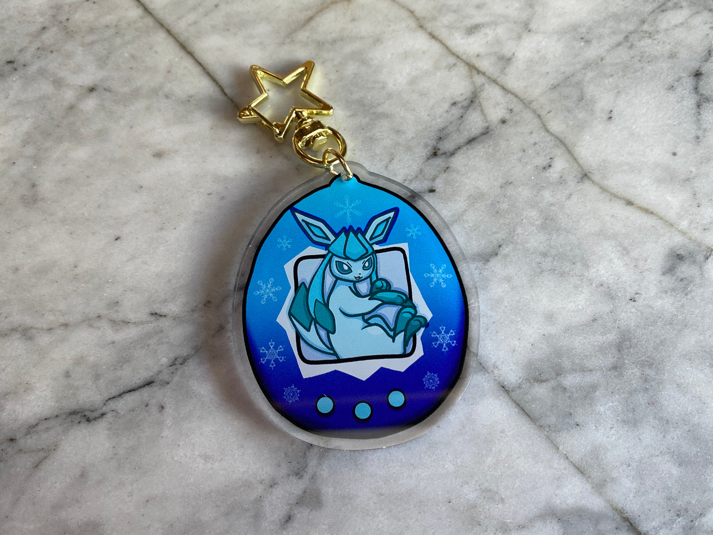 Glaceon Shiny Double-Sided Tamagotchi Acrylic Charm Keychain