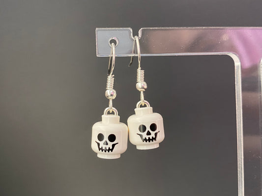Handmade Skeleton Skull Head Drop Earrings