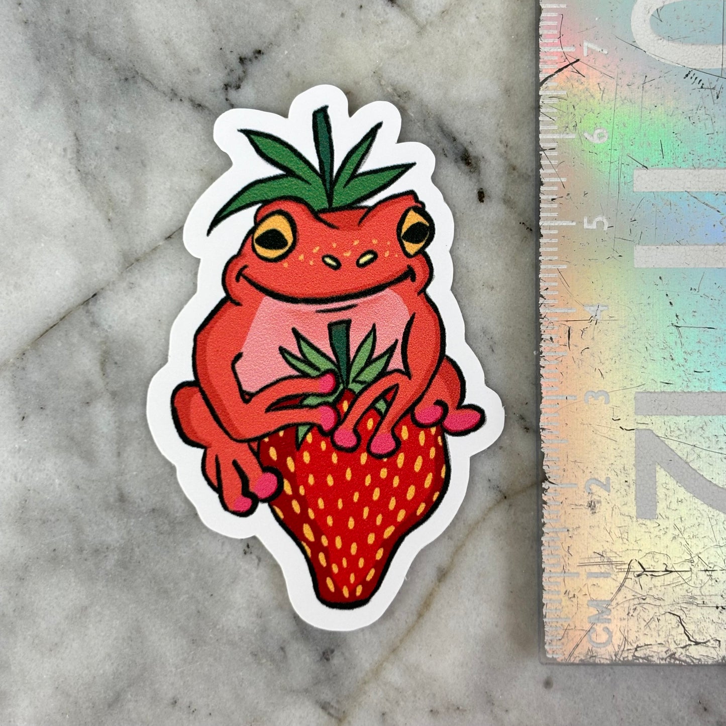 Strawb the Frog Matte Vinyl Sticker