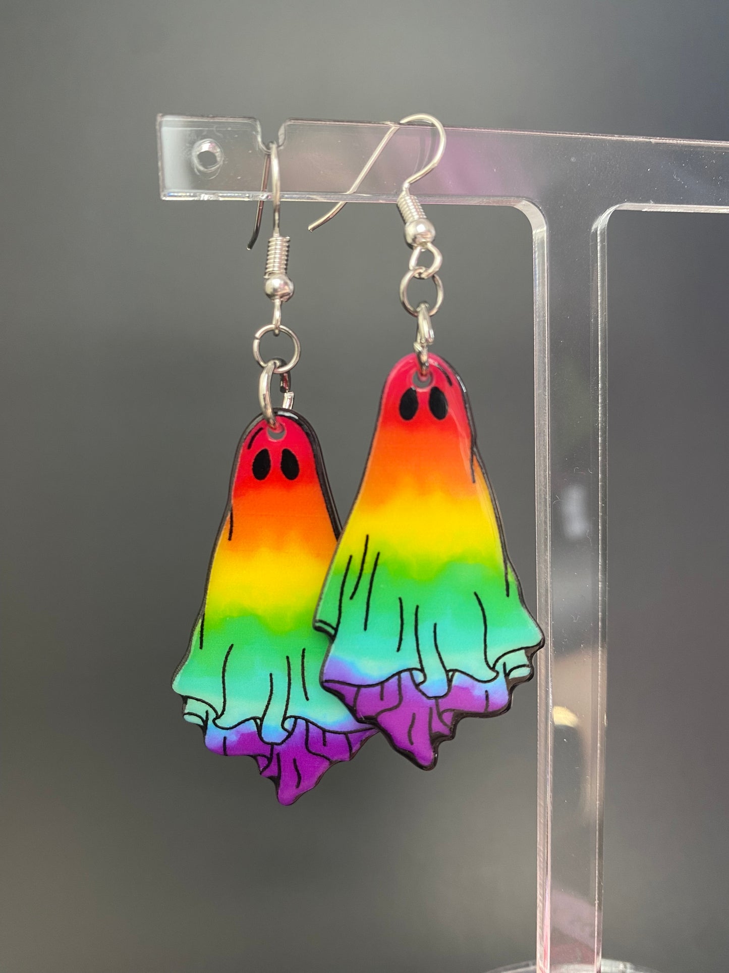 Handmade Rainbow Ghost Drop Earrings