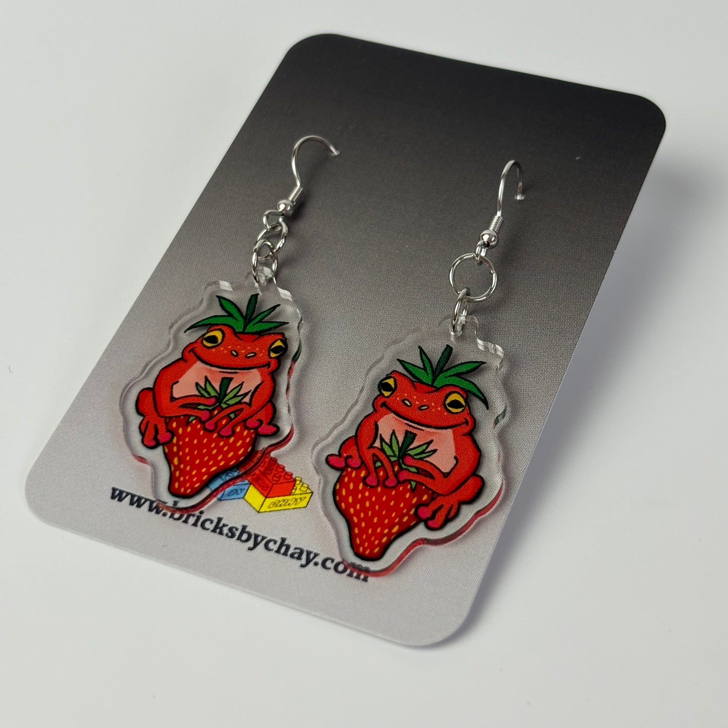 Strawberry Frog Drop Earrings