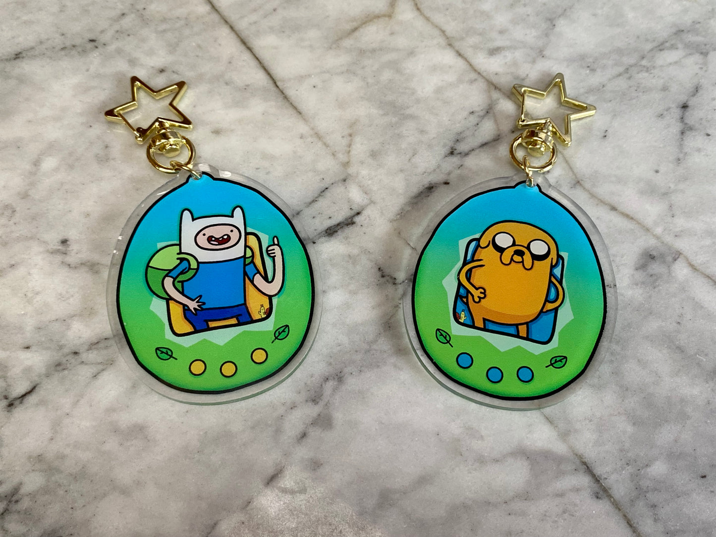 Finn and Jake Adventure Time Double-Sided Tamagotchi Acrylic Charm Keychain