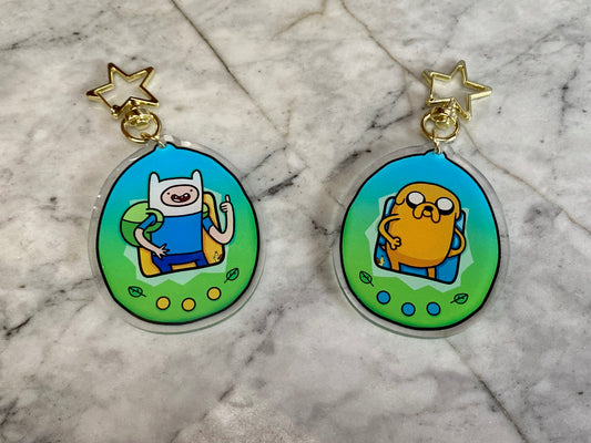 Finn and Jake Adventure Time Double-Sided Tamagotchi Acrylic Charm Keychain