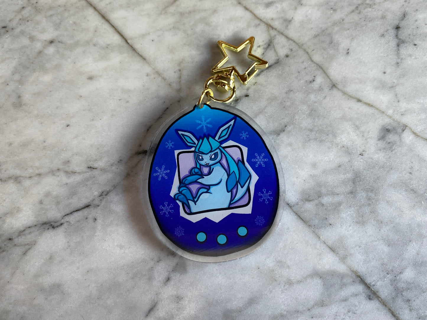 Glaceon Shiny Double-Sided Tamagotchi Acrylic Charm Keychain