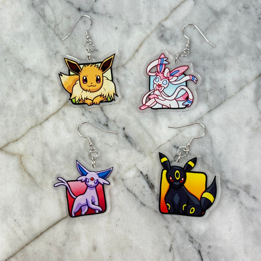 Eeveelution Pokemon Earrings - Eevee Sylveon Umbreon Espeon