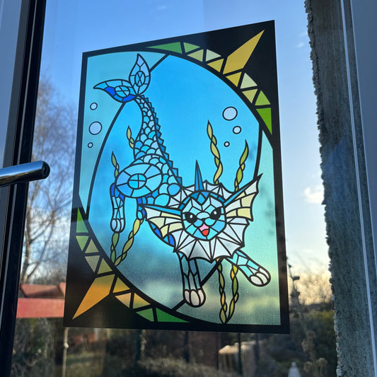 Vaporeon Stained Glass Effect Window Film