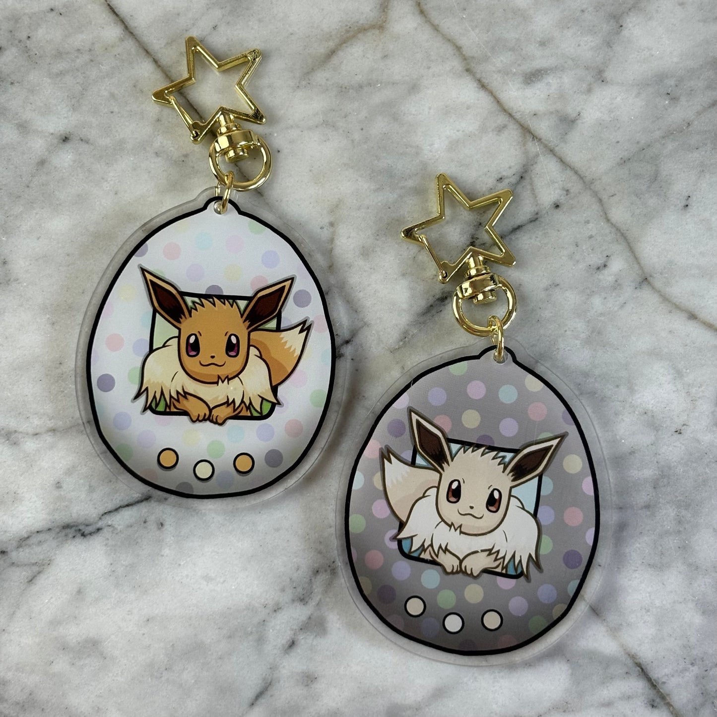 Eevee Shiny Double-Sided Tamagotchi Acrylic Charm Keychain