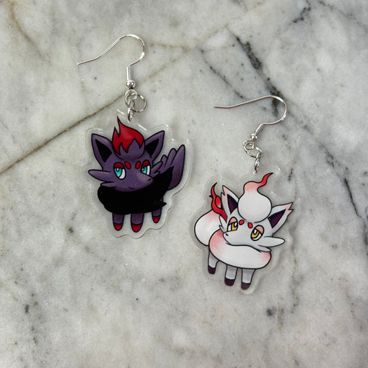 Zorua Pokemon Drop Earrings