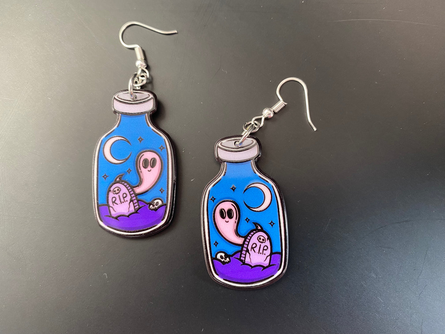 Handmade Ghost Bottle Drop Earrings
