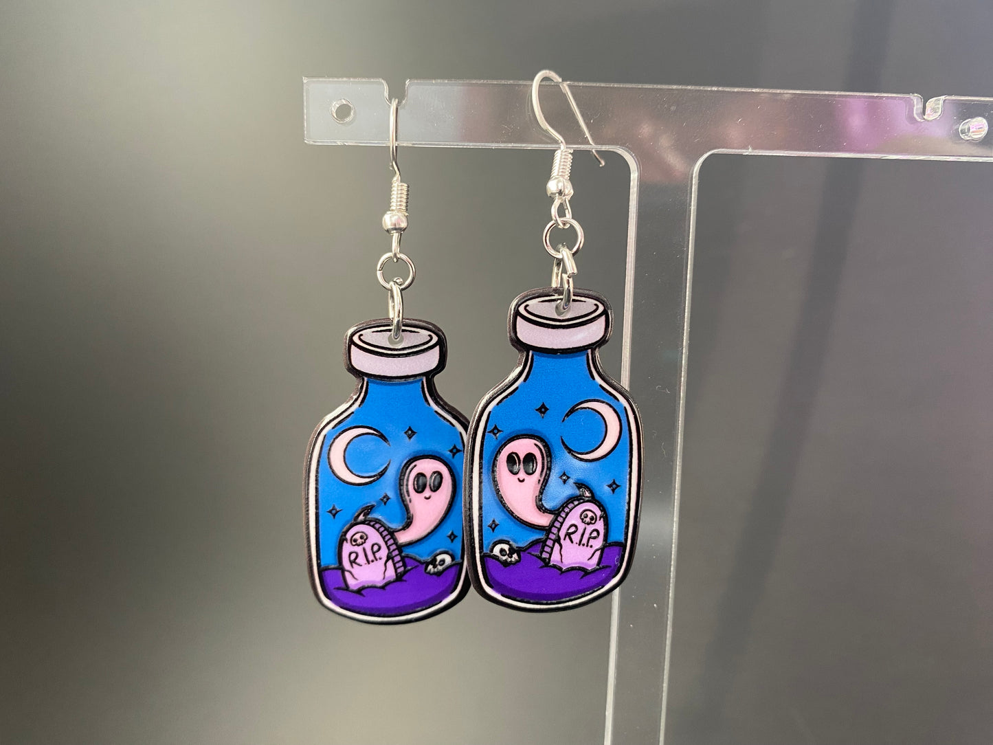 Handmade Ghost Bottle Drop Earrings