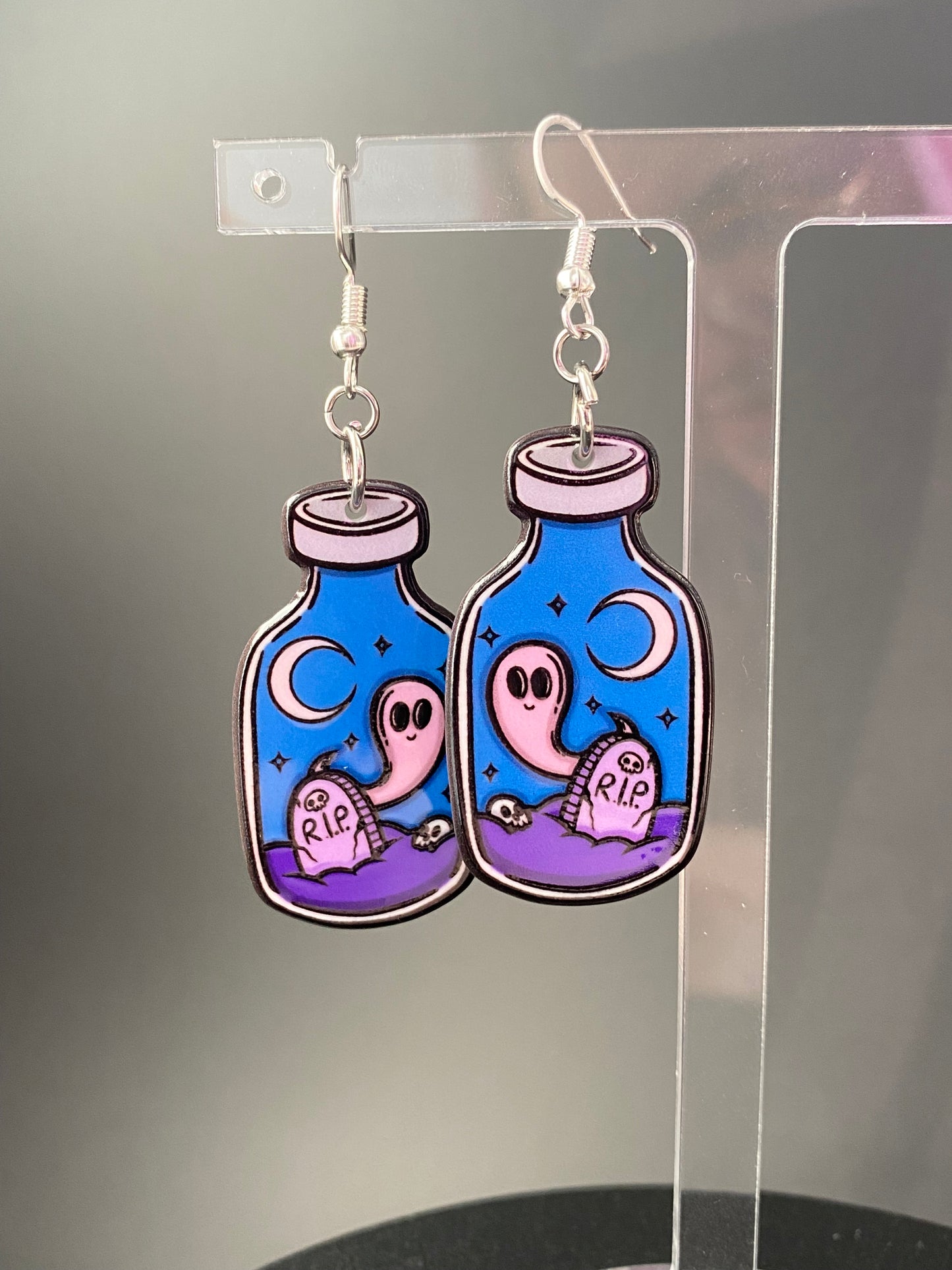 Handmade Ghost Bottle Drop Earrings