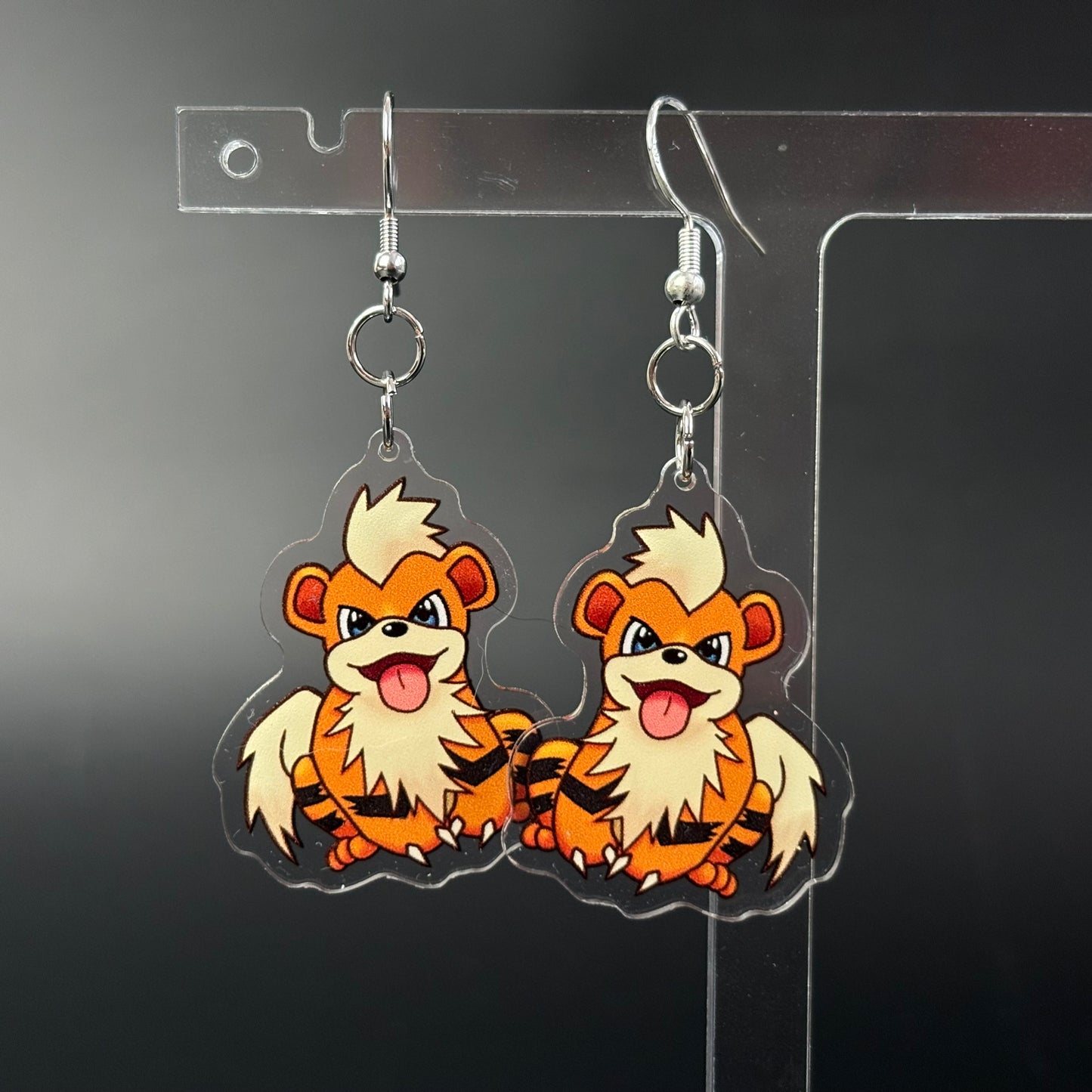 Growlithe Pokemon Drop Earrings