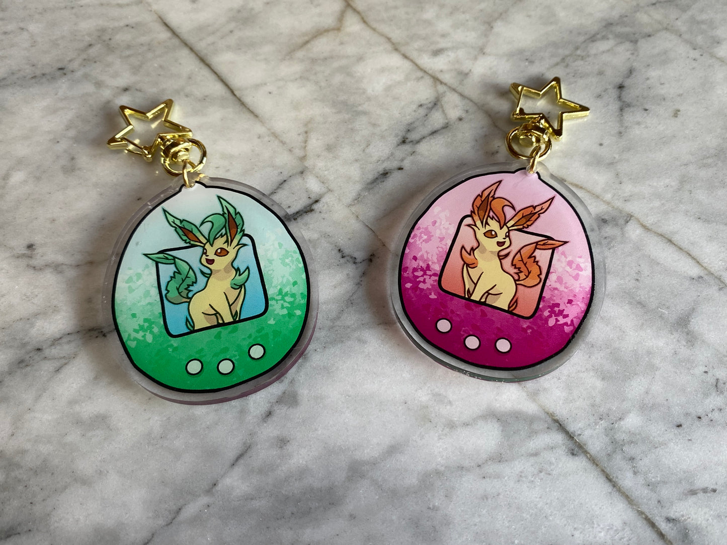 Leafeon Double-Sided Tamagotchi Acrylic Charm Keychain