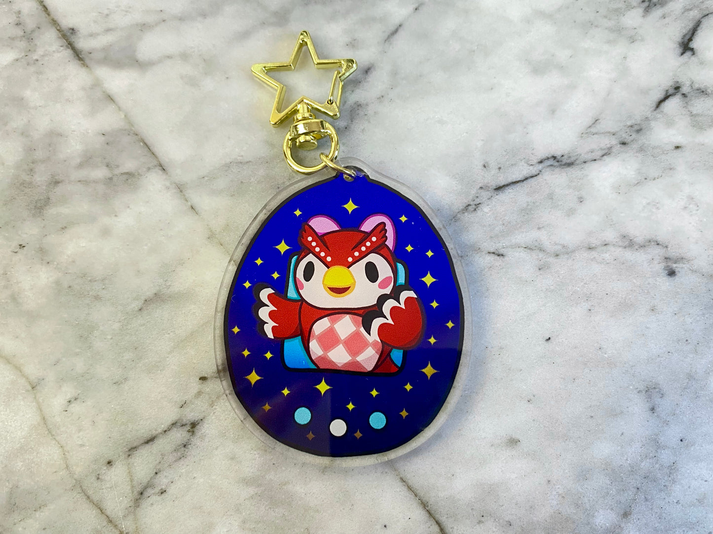 Blathers and Celeste Double-Sided Animal Crossing Tamagotchi Acrylic Charm Keychain