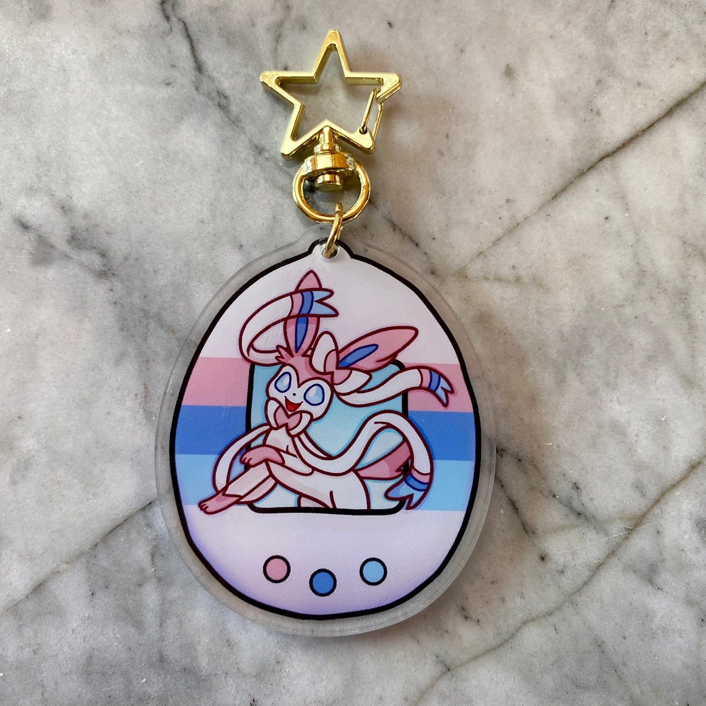 Sylveon Shiny Double-Sided Tamagotchi Acrylic Charm Keychain