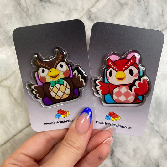 Blathers and Celeste Acrylic Pins