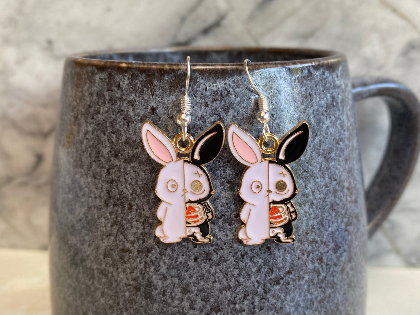 Bunny Rabbit X-Ray Skeleton Drop Earrings