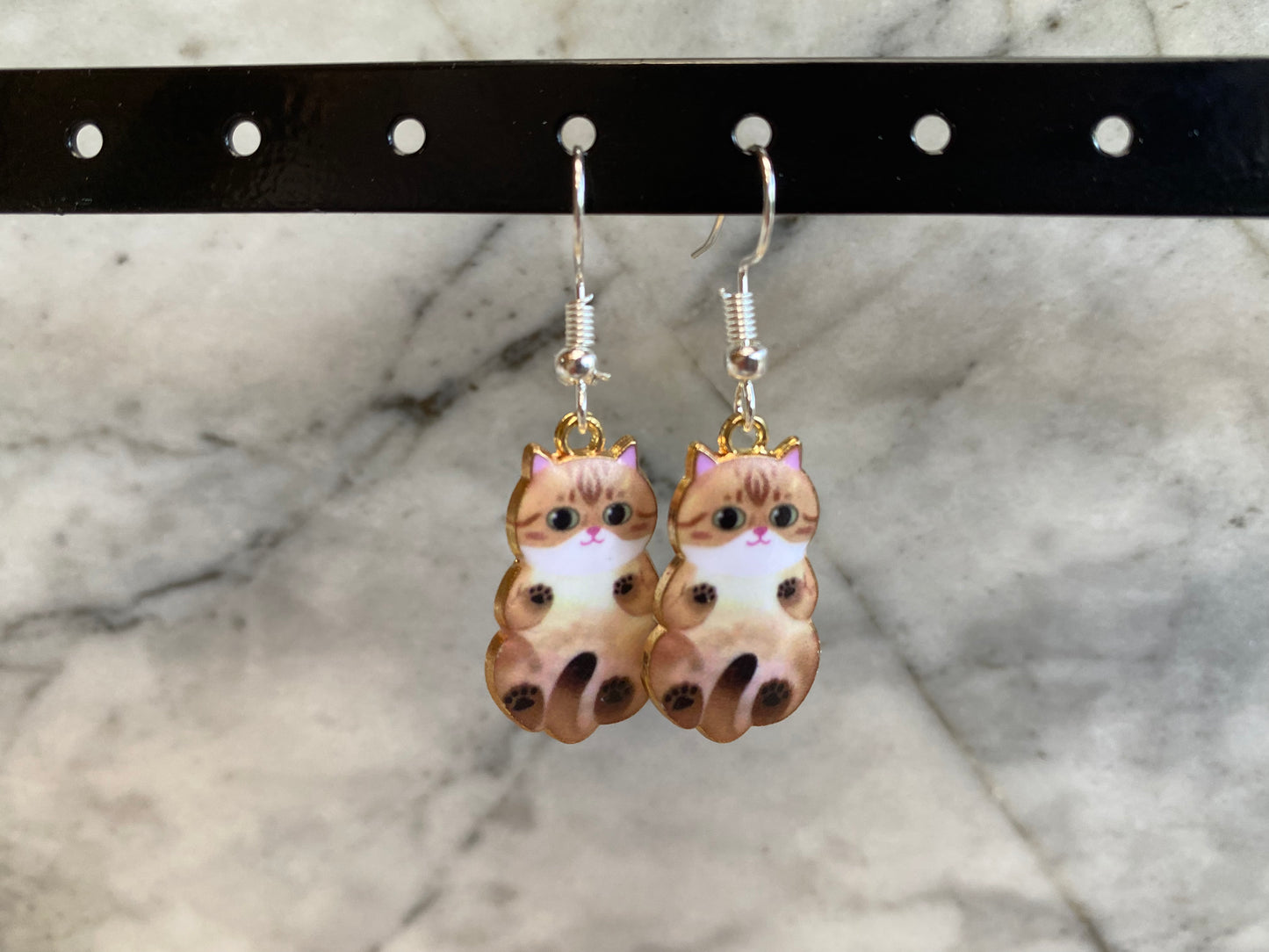 Hanging Cat Drop Earrings