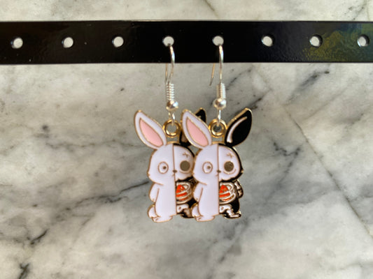 Bunny Rabbit X-Ray Skeleton Drop Earrings