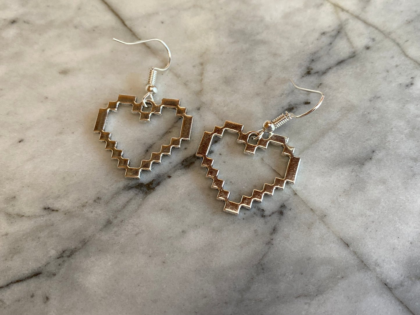 8-Bit Pixel Heart Drop Earrings