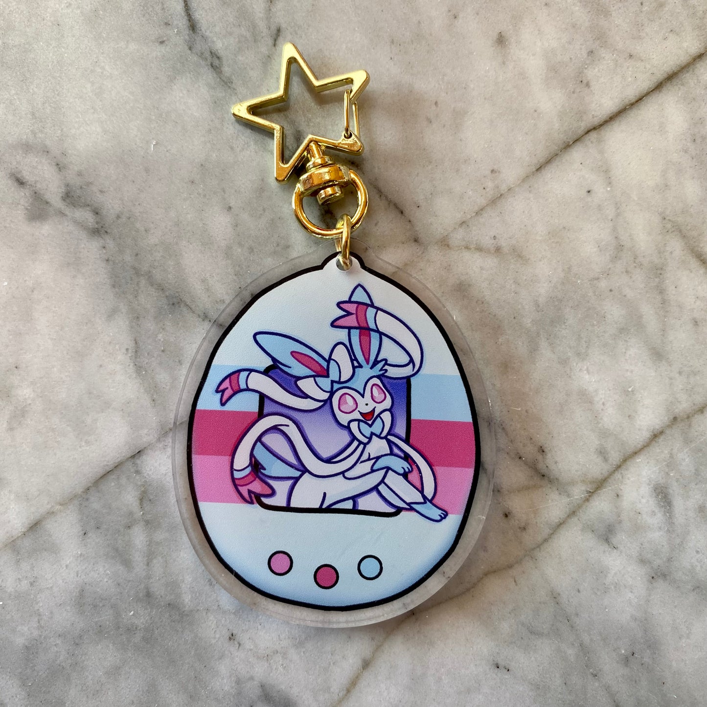 Sylveon Shiny Double-Sided Tamagotchi Acrylic Charm Keychain