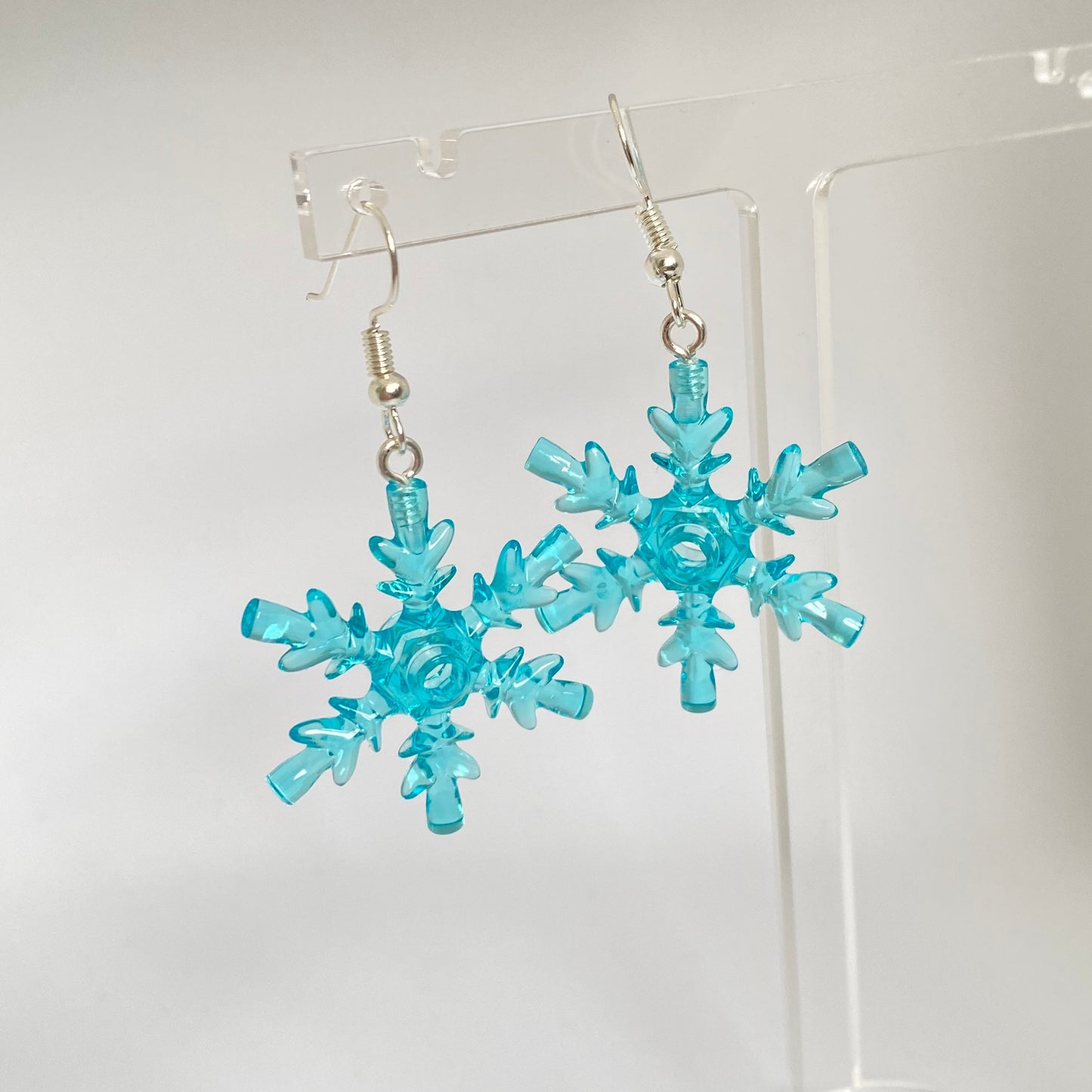 Snowflake Drop Earrings | Winter | Christmas | Snow | Handmade with Genuine Bricks | Silver Plated | Quirky Gifts | UK | Unusual