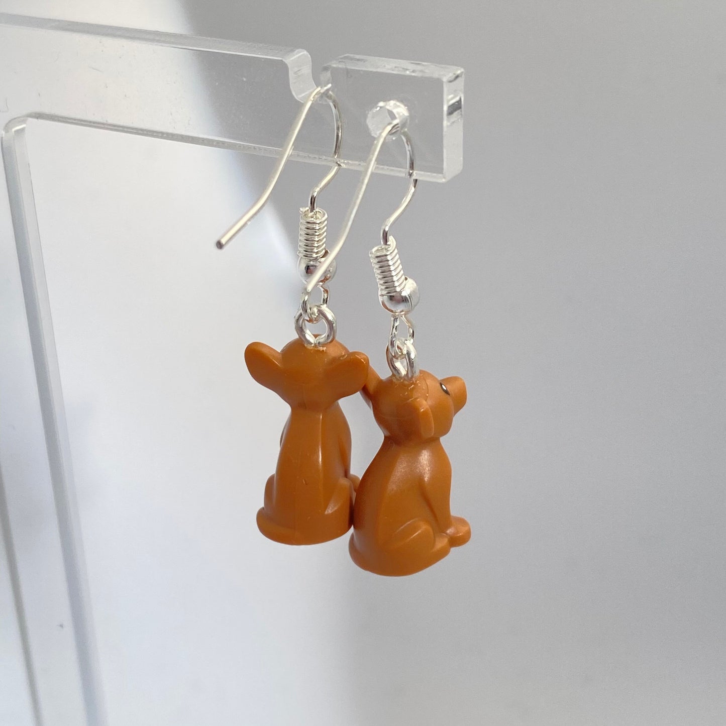 Dog Drop Earrings | Chihuahua | Handmade with Genuine Bricks | Silver Plated | Unusual | Cute | Nerdy | Quirky Gifts | UK Seller