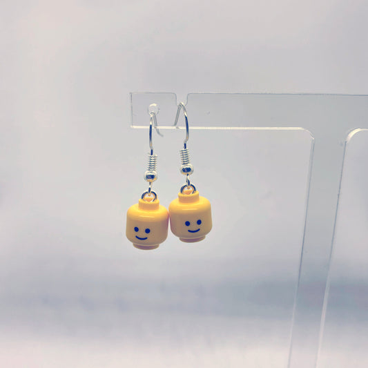Brick Figure Heads Earrings | Silver Plated | Quirky Gifts | UK Seller