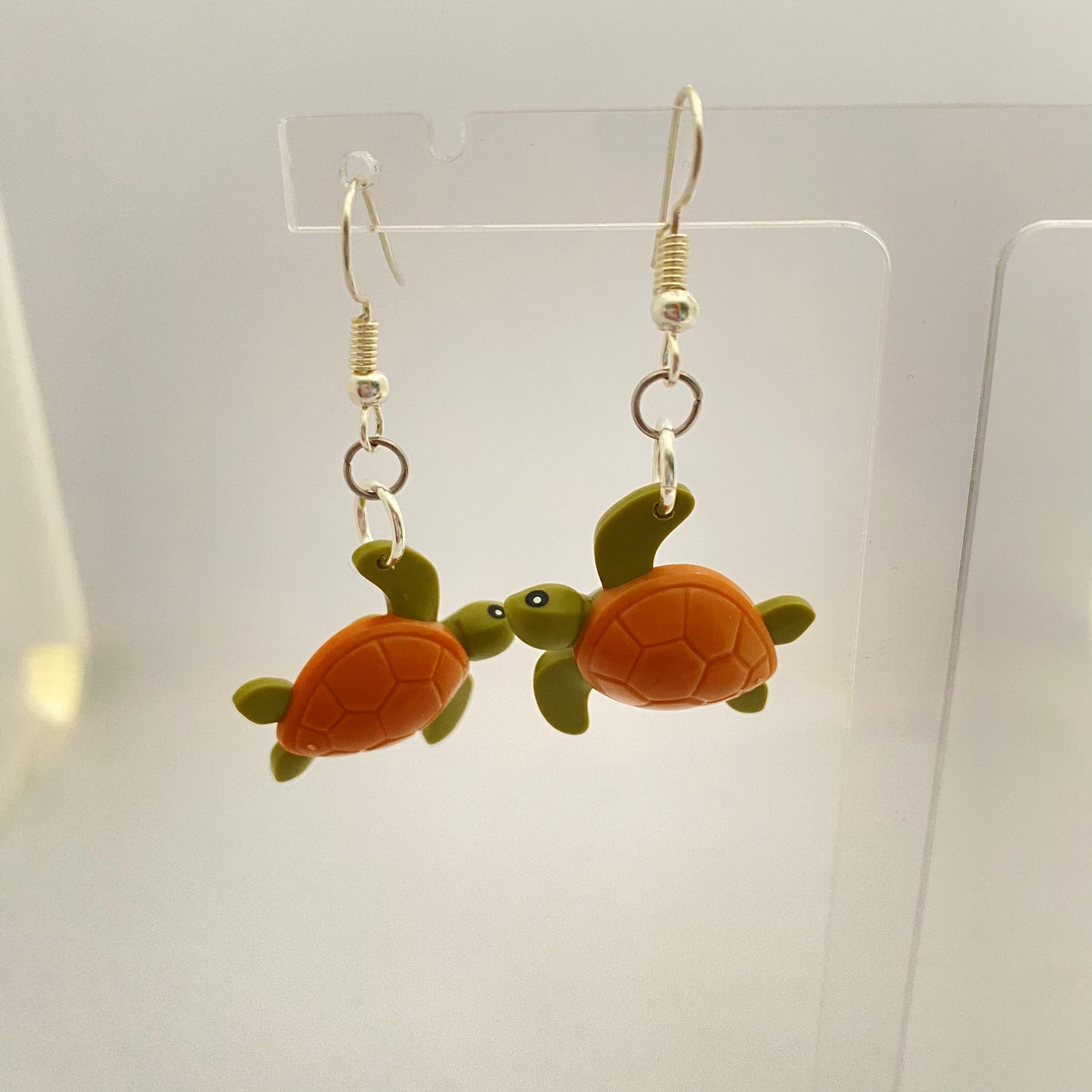 Turtle Earrings | Unique Drop Earrings | Silver Plated | Quirky Gifts | UK Seller | Unusual | Made with genuine Bricks | Funky