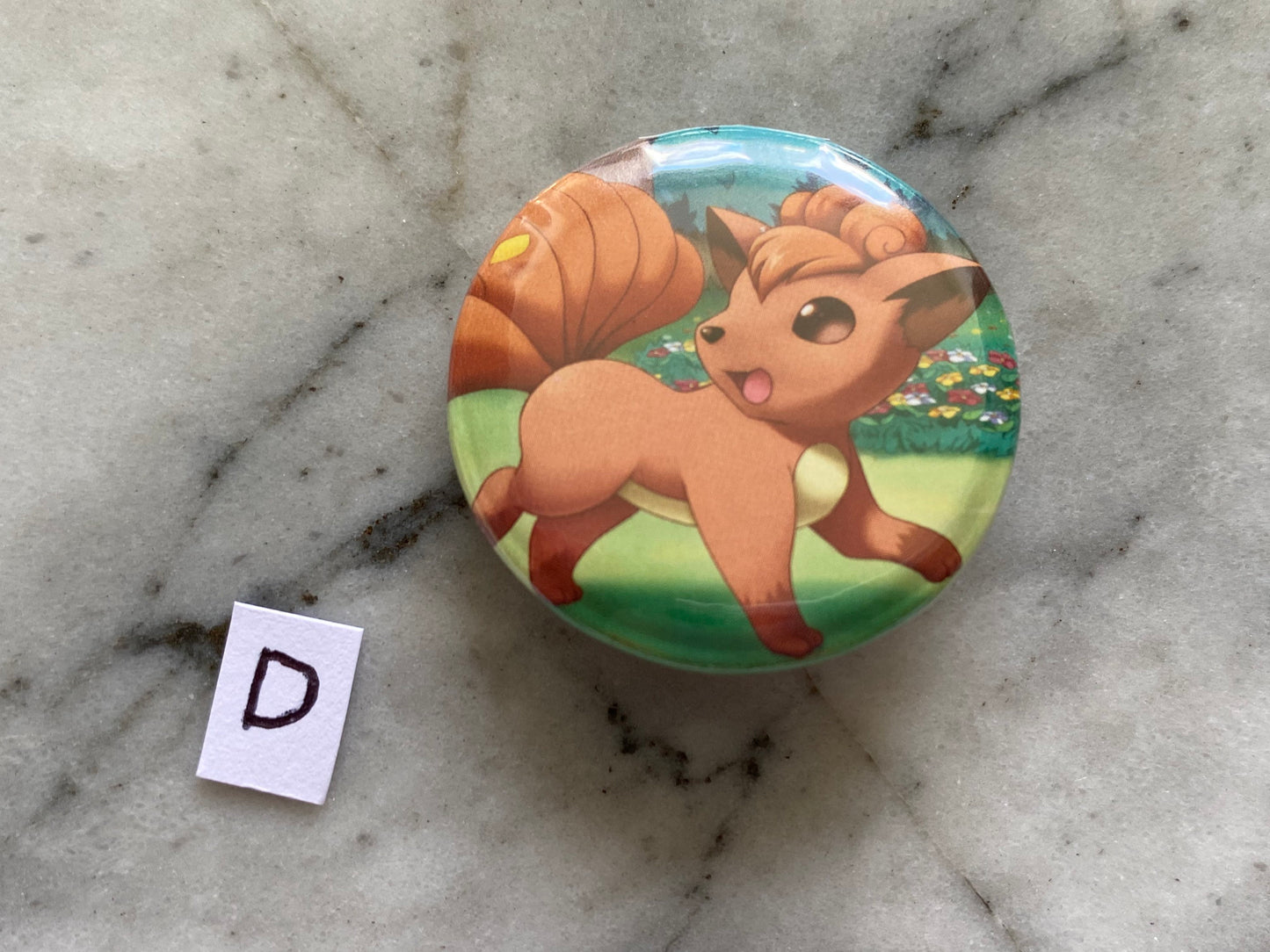 Vulpix Button Badge | Handmade Pokemon Card Pin | Made with Genuine Cards | Unique Item | Gift Idea | Pokemon Fan | Gamer