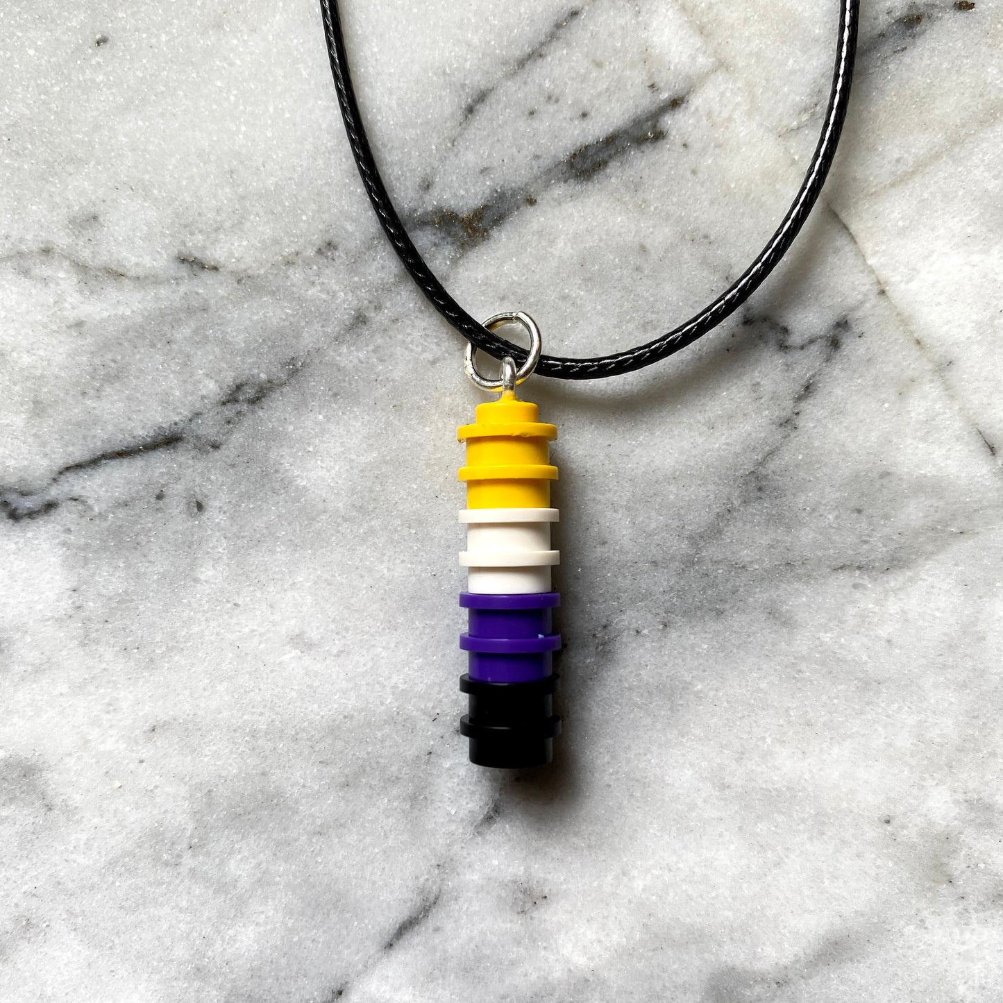 Pride Necklace Pendant | WIth Faux Leather Cord | Silver Plated Fastenings | LGBTQ+ | Rainbow | LGBT