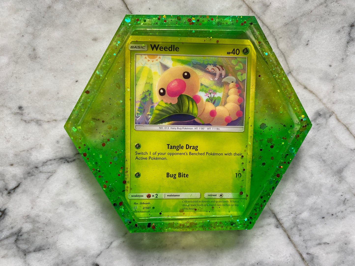 Pokemon Drinks Coaster | Weedle | Handmade Resin Pokémon Gift | Made with Genuine Cards | Unique Item | Nerdy | Pokemon Fan | UK Seller