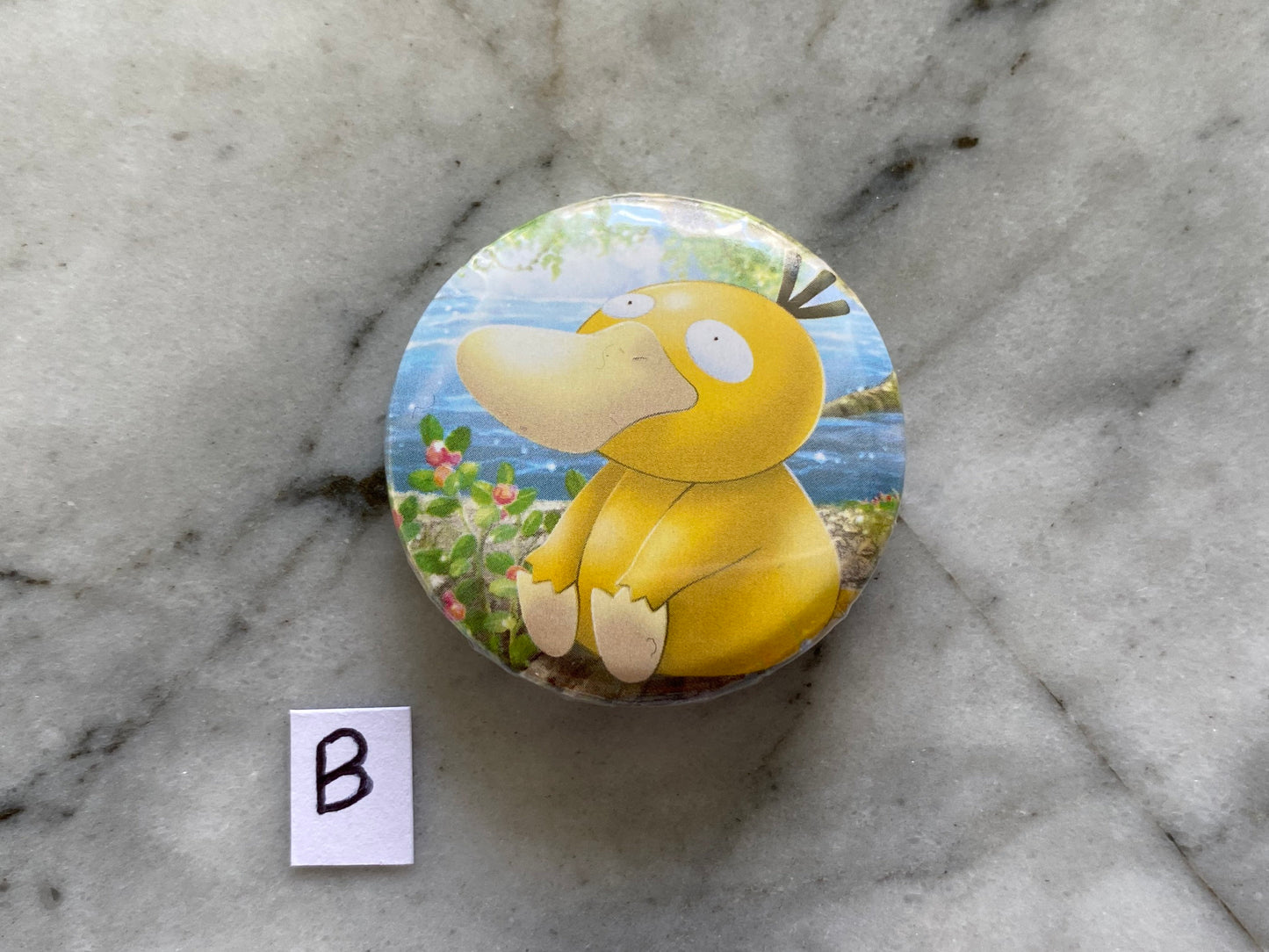 Psyduck Button Badge | Handmade Pokemon Card Pin | Made with Genuine Cards | Unique Item | Gift Idea | Pokemon Fan | Gamer