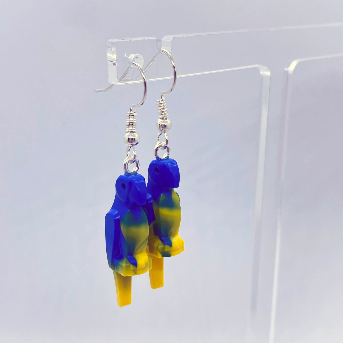 Parrot Earrings | Silver Plated | Quirky Gifts | UK Seller | Unusual | Made with genuine Bricks