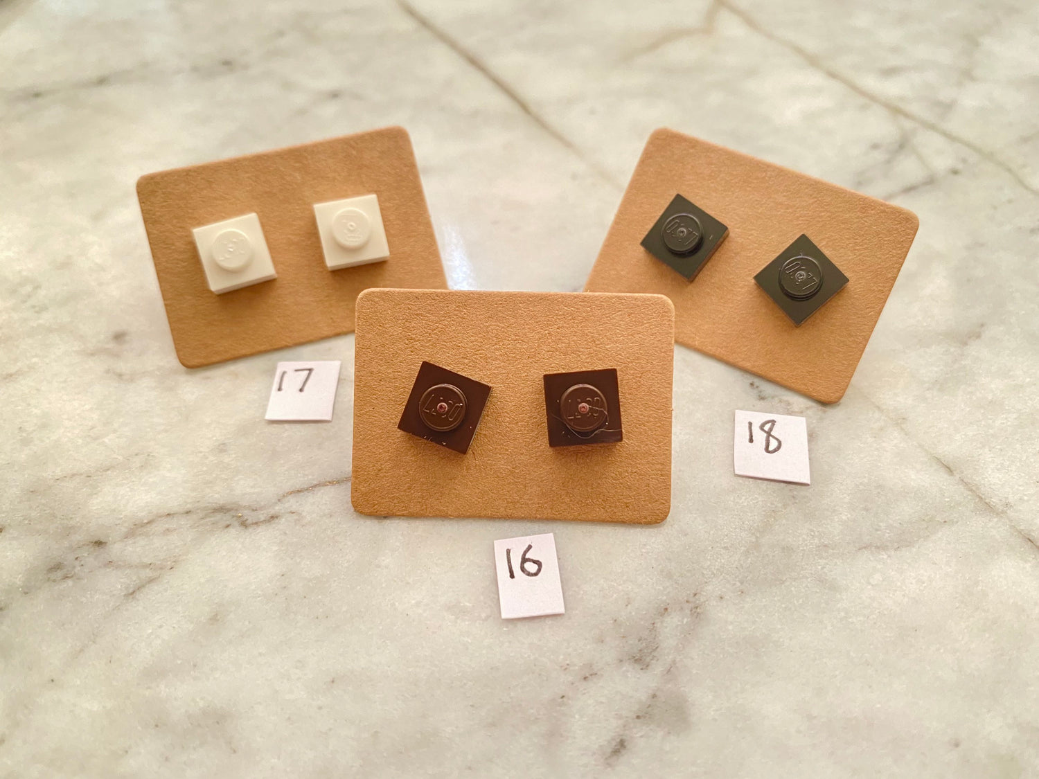 Square Brick Stud Earrings | 1 x 1 Tile | Handmade with Genuine Up-cycled Bricks | 18 Colours Available | Surgical Steel | Quirky Gifts | UK